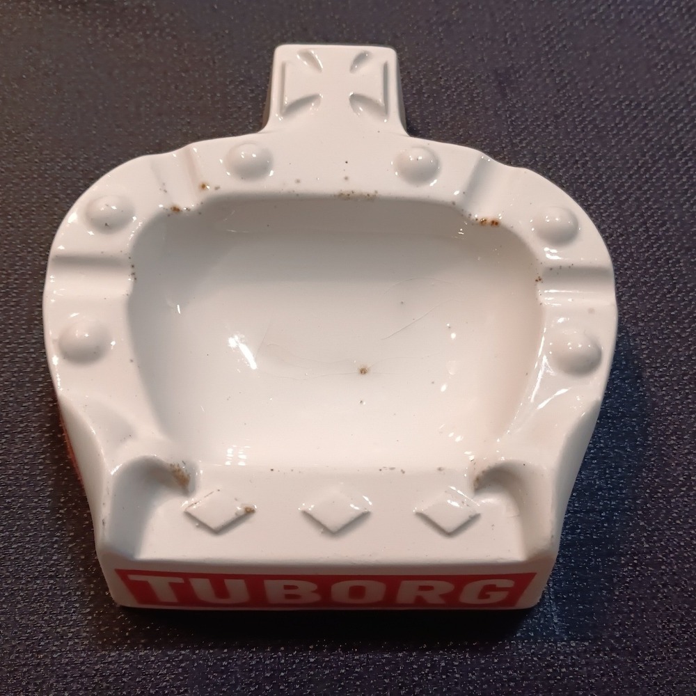 Vintage Tuborg Beer Crown Ashtray St Amand Hamage Orchies France Ceramic White